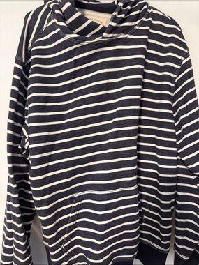 American Eagle Outfitters Navy & White Striped Hooded Pullover